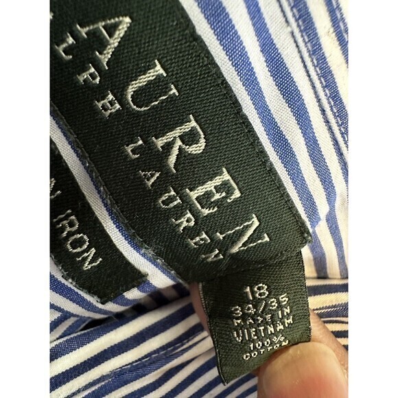 Ralph Lauren Dress Shirt Stripe 18 34/35 (Relaxed) Classic Fit Non Iron - Picture 6 of 10